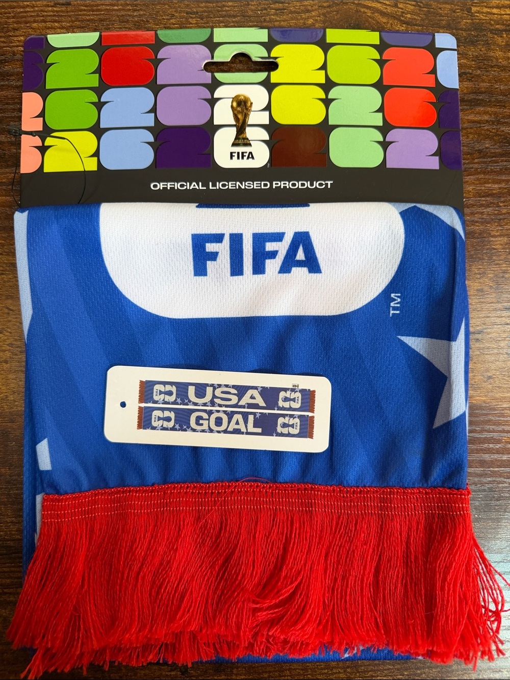 FIFA World Cup Soccer USA Goal Blue & Red Fan Scarf 2026